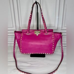 Valentino Garavani Rockstud 2-Way Tote | Pink Leather | Gold Studs | COA